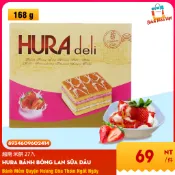 Bánh Bông Lan HURA Hương Sữa Dâu 越南夾心蛋糕草莓口味(盒裝) 6入