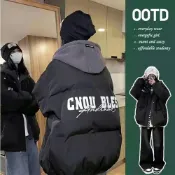 (店+)輕羽絨外套女防風外套連帽短版秋冬天棉外套風衣外套防寒韓版厚保暖大尺碼女裝雪衣外套