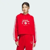 【adidas 愛迪達】NYR HOODY SWEAT 短版 帽T 紅色 女款 CNY新年款 長袖(KH2694)