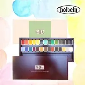 【淘淘屋】日本Holbein荷爾拜因 新顏彩14， 28色固體國畫顏料 致木盒
