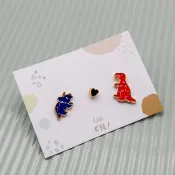 恐龍 完整的愛love 夾式耳環