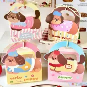 🌈在臺出貨🌈可愛小狗手提包裝盒 餅乾盒 雪花酥 生日 糖果盒 牛軋糖 達克瓦茲 太妃糖 紙盒 包裝盒 手提包裝盒 開窗盒