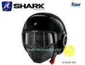 新莊【騎士瘋】法國 SHARK RAW 素色黑 附護目鏡 鼻罩 複合材質 3/4 安全帽