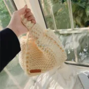 DIY熱銷款 diy手工 diy手工手作 編織包包 手工編織棒針日系 手腕包 布條線菜籃子 包包diy材料包創意手工