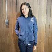 美國百分百【Abercrombie & Fitch】棉外套 AF 棒球外套 長袖 夾克 麋鹿 女 藍灰 S號 AY04