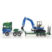 【國王玩具】Kaidiwei 凱迪威 1:50 1/50 平板拖車 拖板車 運輸車 附挖土機 工程車 合金 金屬 模型車