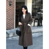 Codibook｜韓國 Dayroze 質感喀什米爾長版大衣［預購］大衣 綁帶大衣 女裝