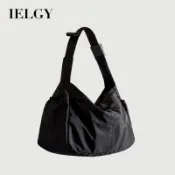 IELGY 防水尼龍布斜挎餃子包 簡約運動風大容量休閒單肩托特包