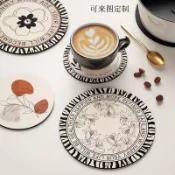 🥃杯墊ins風高顏值🥃防滑杯墊定制復古黑白風家用隔熱墊防燙餐桌墊耐高溫碗盤墊菜碟墊