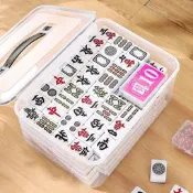 【品質嚴選】透明塑膠麻將收納盒大容量帶蓋手提棋牌儲存整理盒籌碼撲克收納盒