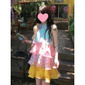 【多巴胺波點蛋糕裙】彩色掛脖蛋糕連身裙 女夏季甜美景德鎮海邊度假洋裝 渡假風洋裝 裙子連身裙