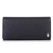 dunhill 金屬牌LOGO粒紋牛皮多卡長夾/男用皮夾(黑色)｜GoBrand購名牌