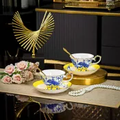 全球選品1館 生活百貨 鳳鳴朝陽英式咖啡杯套裝陶瓷骨瓷家用下午茶杯碟花茶紅茶咖啡杯碟