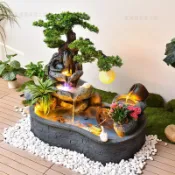 星美匯工廠🔥定金別墅魚池造景小院造景定金流水擺件循環水陽台招財風水輪庭院花園假山噴泉室內魚池造景裝飾