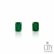 【City Diamond 引雅】『初旭』18K日本祖母綠黃K金四爪一克拉耳環(東京Yuki系列)