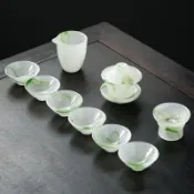 功夫茶具 茶具組 茶具套裝 茶具禮盒 泡茶組 茶壺 茶杯 送禮 高端琉璃茶具套裝家用蓋碗斗笠杯功夫高檔輕奢辦公室泡茶茶具