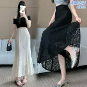 天際生活 【高腰顯瘦】魚尾裙 半身裙 包臀裙 一步裙 長裙 蕾絲裙 垂墜感 夏季新款 氣質優雅 修身顯瘦 約會通勤必備