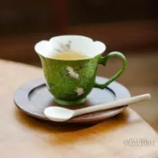 ❤️台灣熱銷|小青柑鶴舞長空咖啡杯子高檔精緻陶瓷拿鐵杯套裝家用下午茶杯單杯