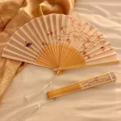 品質優選✨新中式古風海棠摺疊小扇子女夏天國風漢服拍照隨身攜帶摺扇高顏值免運