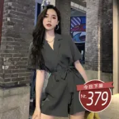 【台灣發貨】韓版收腰顯瘦雙排扣連體褲洋裝 連身裙 吊帶裙 吊帶褲 女裝【S192】