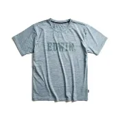  【EDWIN】男裝 涼感印花LOGO圓領短袖T恤(灰藍色)