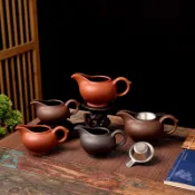 新款 紫砂朱泥長嘴公道杯 茶海 分茶器 大小號 茶道配件 送茶漏 分茶不易燙手