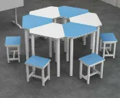 帝國精品家具企業有限公司 《Chair Empire》FT042 -「六桌六椅(組) 」台灣出貨/梯形桌/會議桌/拼接桌/課桌椅/學生桌椅/培訓桌/開會桌/補習班/工作桌/電腦桌/學生上課桌/學生討論桌/教室上課桌/教室討論桌