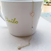 嗨，寶貝銀飾珠寶* 義大利K金☆義大利14K金飾品 時尚細緻 心形符號 閃亮光面車花 三色金手鍊