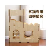 (店+)貓窩貓房子木製貓爬架雙層貓別墅木箱貓咪產房貓家具狗窩四季通用