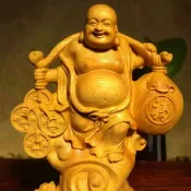 銀聯網日用品生活館 精品崖柏彌勒佛車擺件（車飾品 手把件 小件 珍藏品 禮品）1入