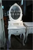 台中☆可愛小舖傢俱家飾精品☆化妝台歐式古典英倫鄉村風米白色雙抽雕花愛心梳妝台化妝檯臥室床頭櫃保養品收納櫃椅凳書桌民宿批發