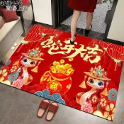 床邊地毯 地墊 止滑墊 腳踏墊 巧拼 地板墊 腳墊 防滑墊地墊入戶門墊蛇年春節進門入戶腳墊家用紅色大門口入戶門地墊