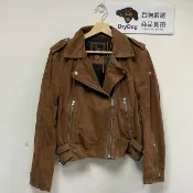 DryDog 跩狗嚴選 跩狗嚴選 極度乾燥 Superdry 女款 Biker 復古風格 山羊皮 麂皮 修身短版 薄款軟皮 菸草棕 復古棕 真皮 皮衣 外套 機車 騎士 翻領 斜領