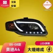 極樂藏寶閣 【淚眼透鏡升級】奧迪A4大燈總成 LED大燈 氙氣大燈 改裝大燈 專車專用 雙光透鏡 日行燈帶 適用於05-08款B7車型