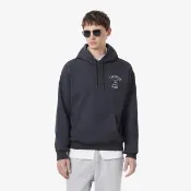 【LACOSTE】男裝-刺繡印花連帽刷毛帽T(石墨灰)