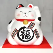 (店+)福招財貓 福開運大吉 貯金箱 擺飾 日本製 萬古燒 陶器 20cm dc933