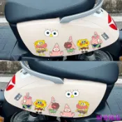 特惠衝量🍎海綿寶寶派大星汽車遮擋劃痕貼紙電動車摩托車卡通趣味裝飾貼防水機車貼紙