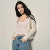 GIORDANO 韓國同款 女裝絞花撞色V領針織外套【雙色任選】