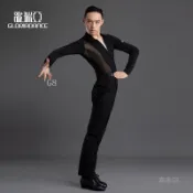 台灣發貨🔥 拉丁舞服 國標舞衣 表演服 舞蹈服 摩登舞服 歌瑞亞男士拉丁舞練功服上衣男士演出訓練服長袖網紗形體服考級服