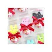 (店+)奇奇妮妮吊牌透明盒裝 多彩綿綿兔吊飾(多色隨機)+貓爪棉花糖 遊戲抽獎 婚禮小物 情人節 g2477