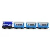 (店+)台鐵復興號列車 R100型藍 鐵支路4節迴力小列車 迴力車 火車玩具 壓克力盒裝 QV008T2