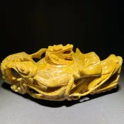 壽山石老嶺黃 茶壺擺件 老嶺石 早期收藏懷舊老件 非老撾石 龍壺