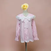 *♡*HulHul/粉紅色/蘿莉塔風.甜美蕾絲蝴蝶結上衣/L/近全新/二手衣《Anna的百寶箱》