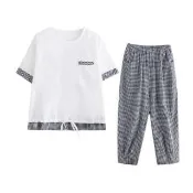 【ACheter】杉林浴休閒渡假格子拼接棉麻2件式套裝#112168現貨+預購(2色)
