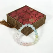 (店+)【御古齋】天然 冰種摩根石+海藍寶 手珠 手鍊 改善人際關係 提升事業運 平穩情緒 守護愛情 療癒石 附盒 0304