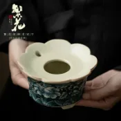 喜挖2店 汝窯繁花建水仿古三足陶瓷茶洗儲水壺承杯洗茶渣缸廢水缸功夫茶器