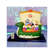 (店+)開運七福神 龍船 錦彩陶器 藥師窯製 14.5cm ks830