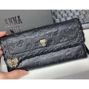 二手ANNA SUI復古波希米亞真皮口金長夾