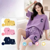 (店+)【JDUDS】C字母套裝運動休閒時尚短袖短褲兩件套 籃球風印花套裝 女生短袖 印字T恤 街頭風 女套裝 居家套裝