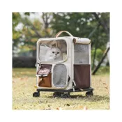 (店+)寵物箱 寵物拉桿箱 猫包 大容量便携宠物拉杆箱 透明太空舱透气手提双肩猫咪狗狗行李箱 寵物外出拉桿箱